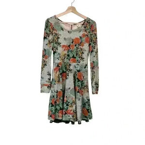 Anthropologie Saturday Sunday‎ Floral Winter Dress Lace | Gray | SZ XS